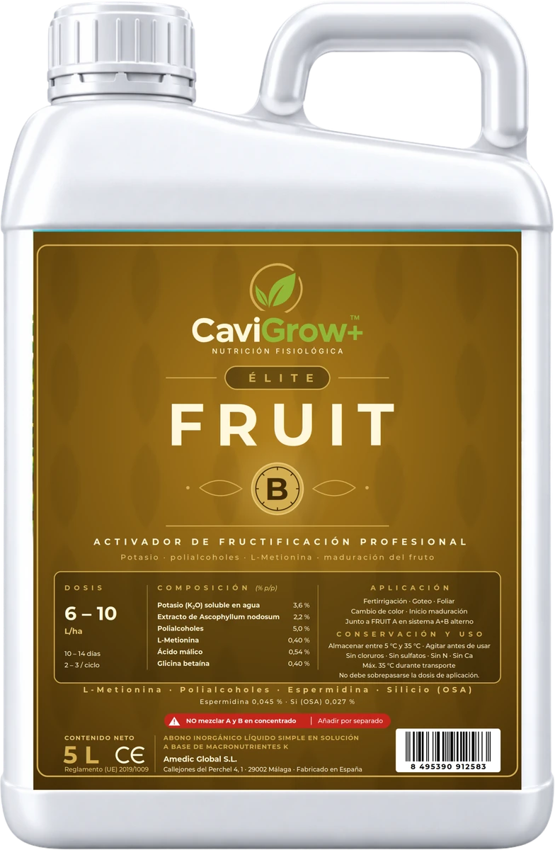 Garrafa 5 L CaviGrow+ ÉLITE FRUIT B · Activador de fructificación profesional