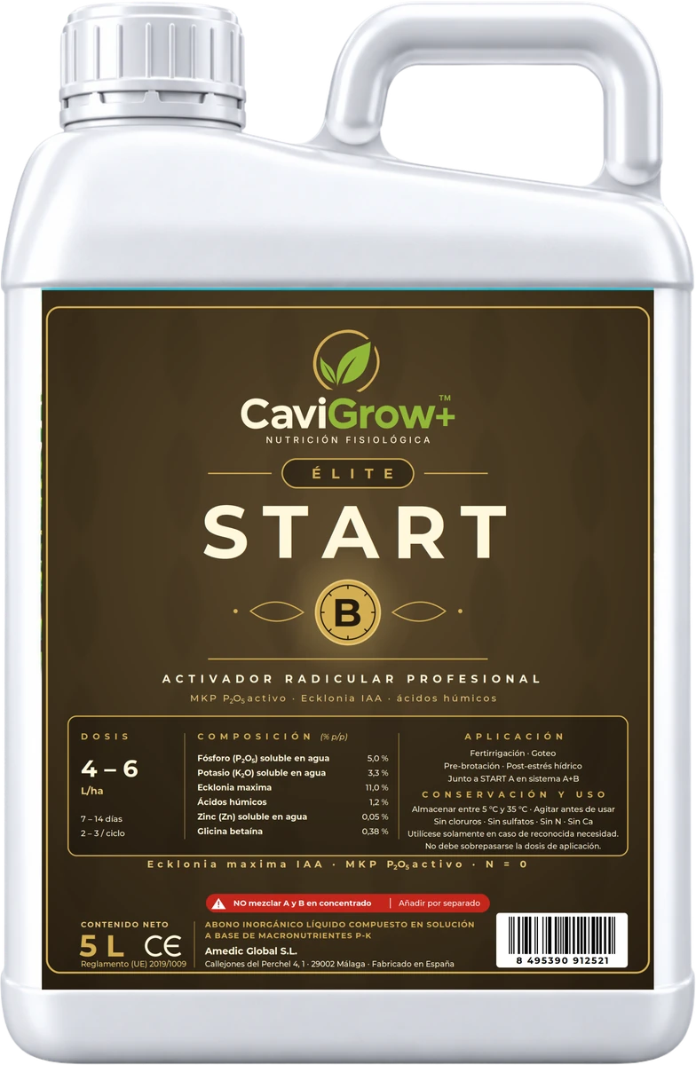 Garrafa 5 L CaviGrow+ ÉLITE START B · Activador radicular profesional